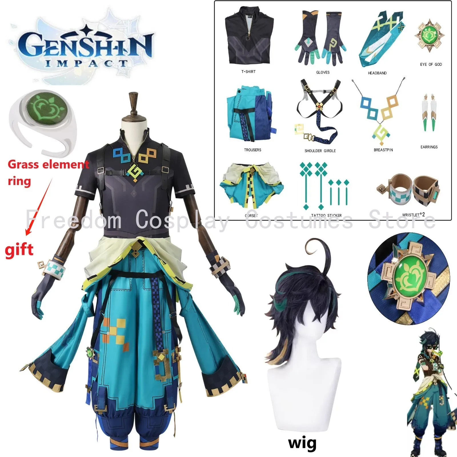 Anime Cosplay Waifu - Game Genshin Impact Kinich Cosplay Costume