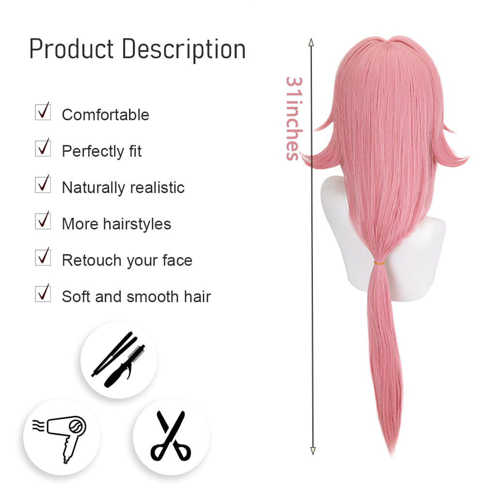 Yae Miko Cos Wig Pink Natural  - Cosplay Anime Yae Miko avis et prix