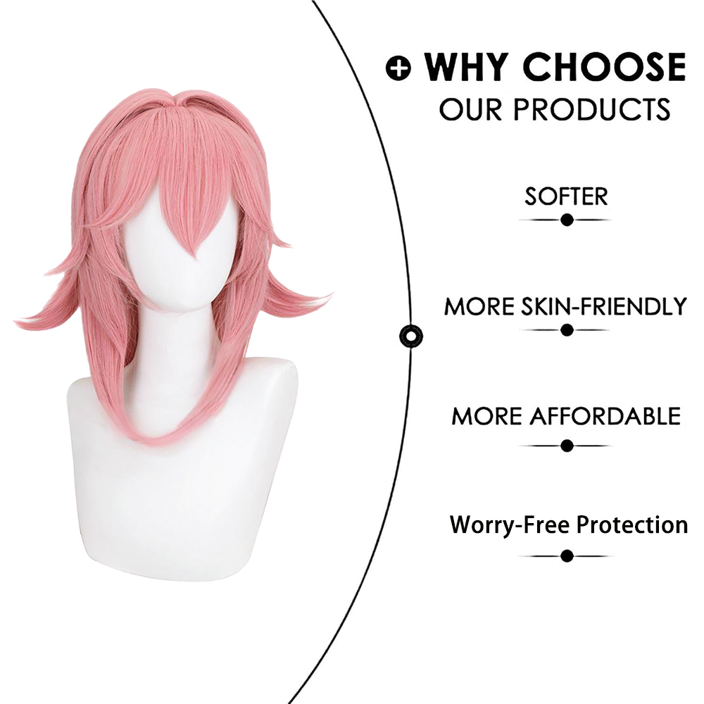 Yae Miko Cos Wig Pink Natural  - Cosplay Anime Yae Miko avis et prix
