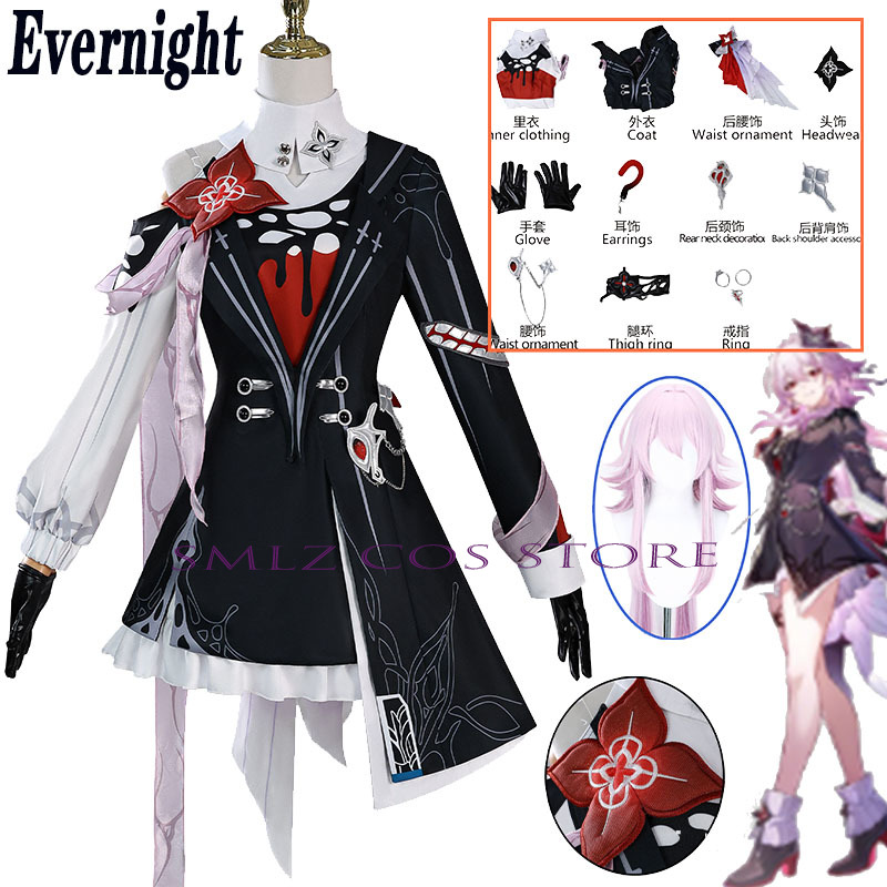 Newly Evernight Cosplay Honkai - Anime Cosplay Female avis et prix