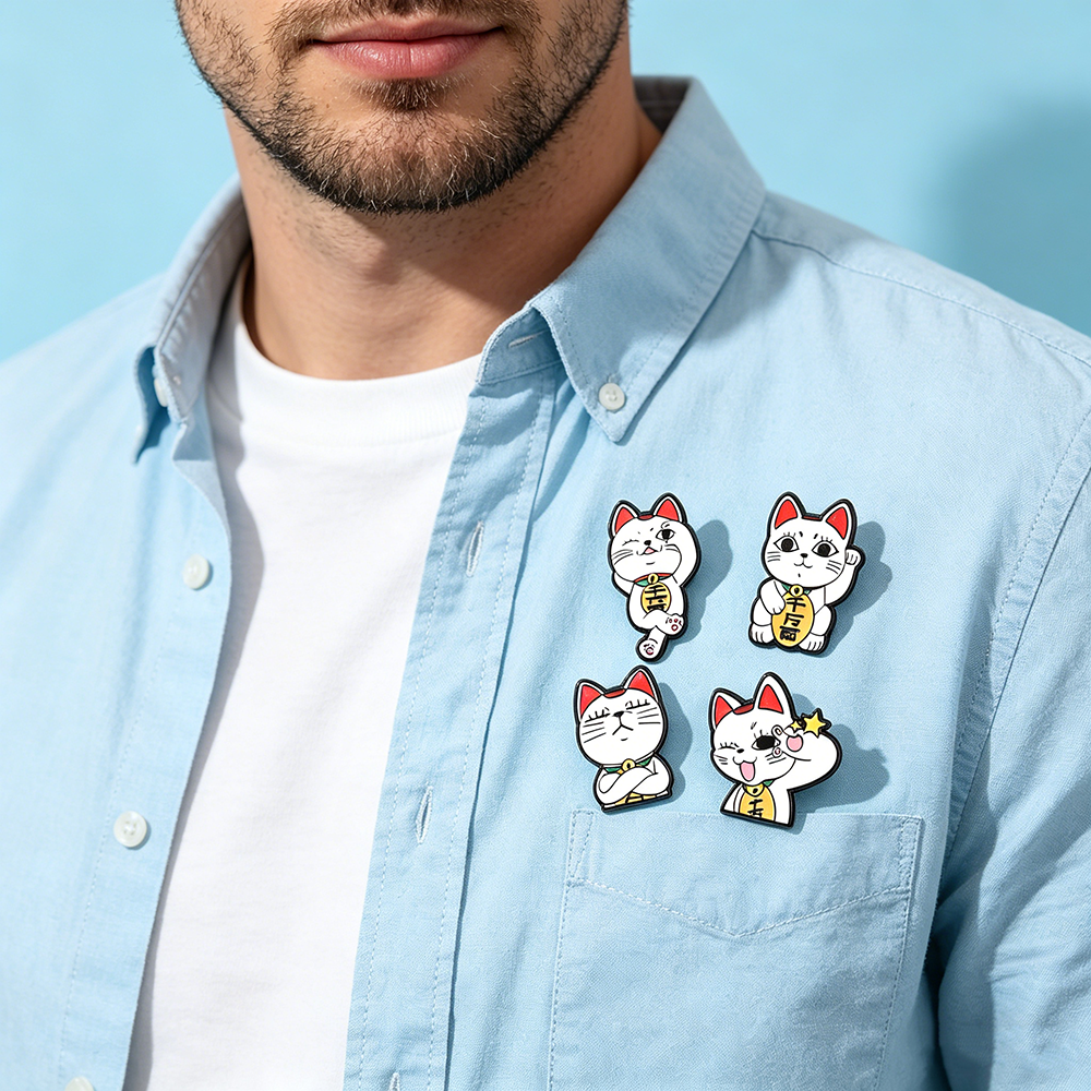 Lucky Cat Enamel Pin Set - 4PC - Naruto Headband Metal avis et prix