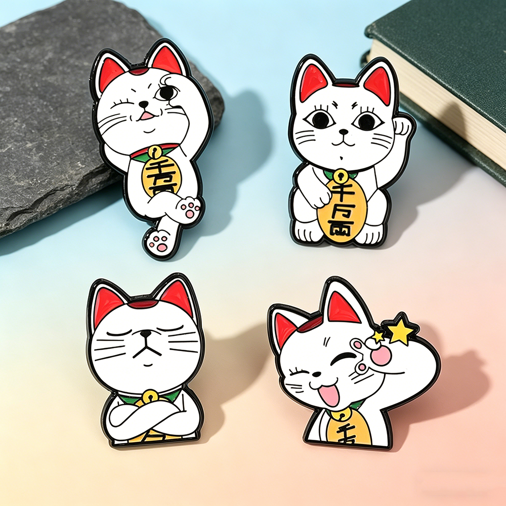 Lucky Cat Enamel Pin Set - 4PC - Naruto Headband Metal avis et prix